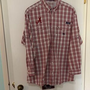 U of Alabama Columbia Men’s Red and White Plaid Button-Down Shirt- 2X